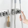 thumbnail image 5 of Clearance Under $5 | Mop and Broom Holder Wall Mount, 304 Stainless Steel Utility Rack with Adhesive No-Drill Installation for Kitchen, Laundry, and Bathroom, Silver, 5 of 9