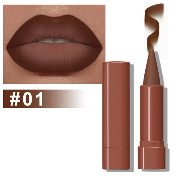 Eky 2 in 1 Gradient Lip Liner and Lipstick Lip Combo Set,Matte Nude Dark Lip Liner Creamy Lip Pencil Crayon,Velvet Chocolate Lipstick,High Pigmented Long lasting Lipstick Makeup Gifts for Women