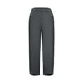 thumbnail image 5 of IDALL Capri Pants for Women Linen Pants Women Women Pants Casual Summer Elastic High Waist Straight Leg Wide Leg Cropped Pants Lounge Pants Women Summer Pants Gray 3XL, 5 of 8