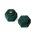 thumbnail image 2 of Caja hexagonal de pana para anillos, elegante y lujosa caja de joyería de terciopelo para propuesta, aniversario, cumpleaños nupcial , Verde, 2 of 3