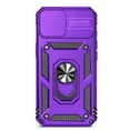 thumbnail image 2 of Dteck Case with Tempered Glass Screen Protector for iPhone 16e ,Shockproof TPU+PC with Slide Camera Cover Built-in 360° Rotate Ring Kickstand Magnetic Shockproof Back Cover,Purple, 2 of 9