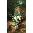thumbnail image 2 of Alexandre Gamba De Preydour 15x24 Black Ornate Framed Double Matted Museum Art Print Titled: Flowers by an Ancient Fountain, 2 of 5