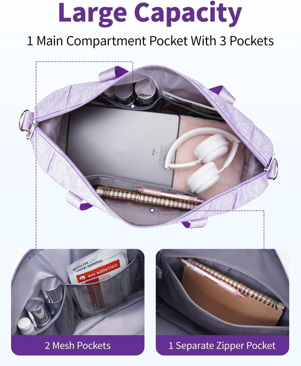 Travel Duffel Bag for Spirit Airlines Personal Item Bag 18x14x8 Underseat Carry on Cabin Bags Underseat, Expandable Weekend Overnight for Women Men