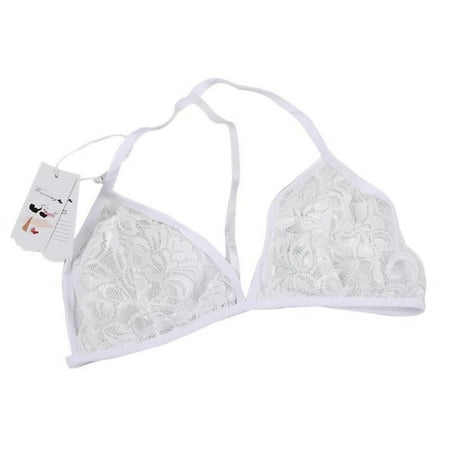 JANDEL Women Sexy Floral Lace Bra White Lingerie Bustier Sheer Bralette Unpadded Camis Sleepwear Extra-large size