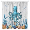thumbnail image 3 of HVEST Funny Blue Octopus Shower Curtain for Bathroom Colorful Coral and Seagrass Underwater World Bathroom Shower Curtains with Hooks, Farmhouse Grey Plank Bathroom Curtains Shower Set 72x78 inch, 3 of 6