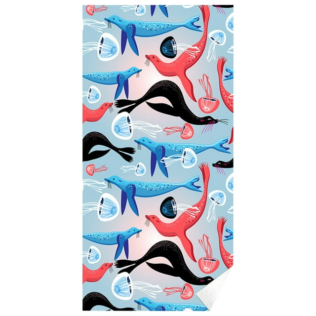 TIELUTT Microfiber Beach Towels Lightweight Blue Bath Towels Sandproof Beach Blankets Floating for Babies Glitter Pool Float Set Baby Bath Floater Inflatable Pool for Kids Swimming Pool Stuff