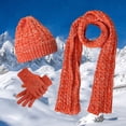 thumbnail image 2 of HNMKIU Winter Knit Scarf Hat and Gloves Set for Women Men Cozy Slouchy Cap Screen Mittens Scarves Combo Orange,One Size, 2 of 3