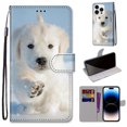 thumbnail image 1 of SaniMore for iPhone 14 Pro 6.1 "2022 PU Leather Case with Card Slots Detchable Lanyard Color Painting Luxury Pattern Flip Kickstand Shcokproof Wallet Case For iPhone 14 Pro 6.1", Dog, 1 of 10