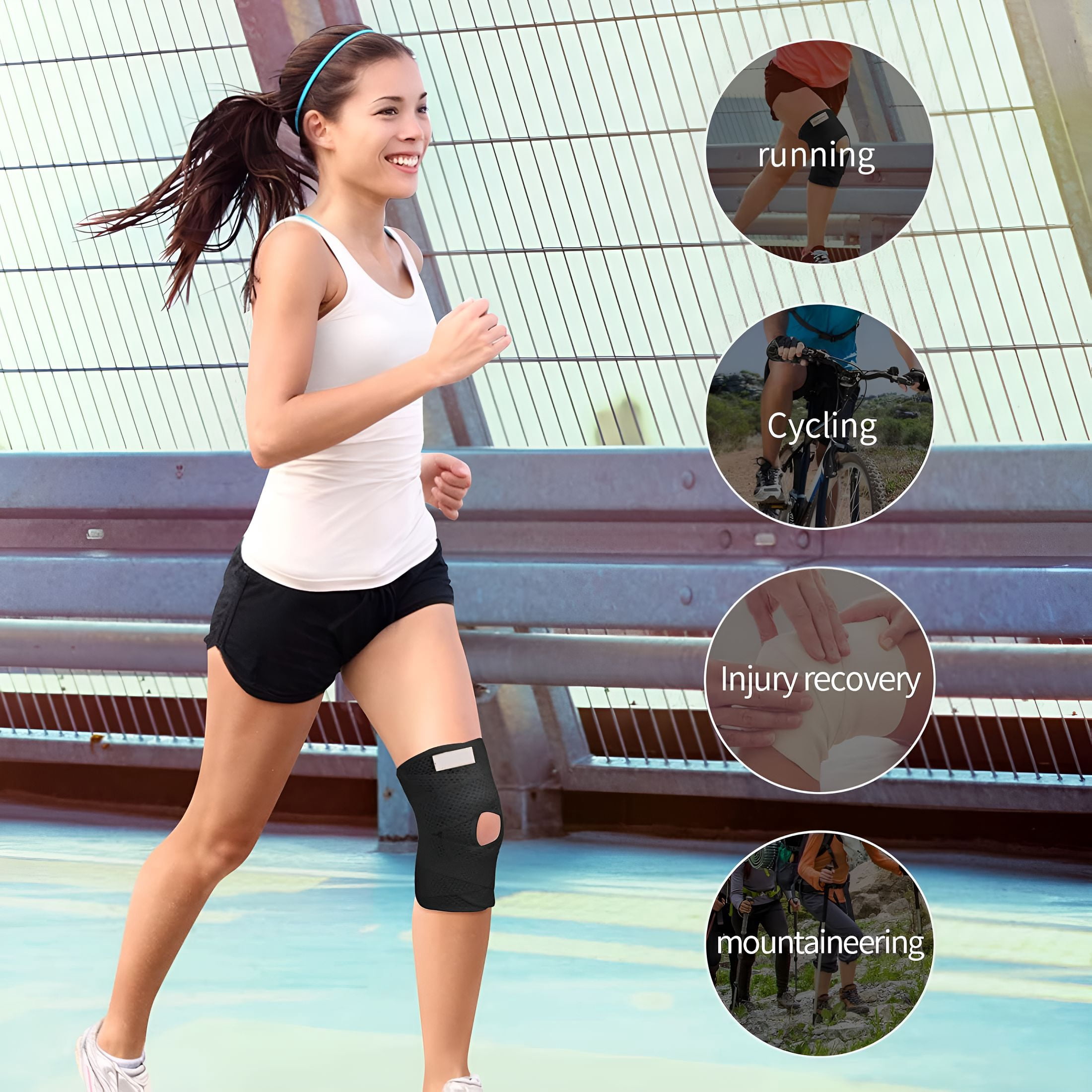 BESTSKY Knee Brace with Side Stabilizers for Meniscal Tear Knee Pain Acl Mcl Arthritis Injuries Recovery,Breathable Adjustable Knee Support for Men And Women