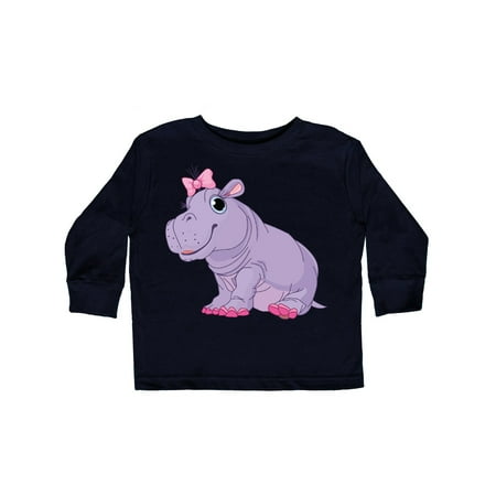 

Inktastic Cute Purple Hippo Gift Toddler Toddler Girl Long Sleeve T-Shirt