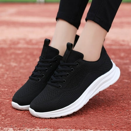 

Cathalem Women s Shoes Colorblock Casual Shoes Fly Woven Hollow Breathable Fashion Flat Lace Up Sport 996 V2 Sneaker - Women s Black 6.5