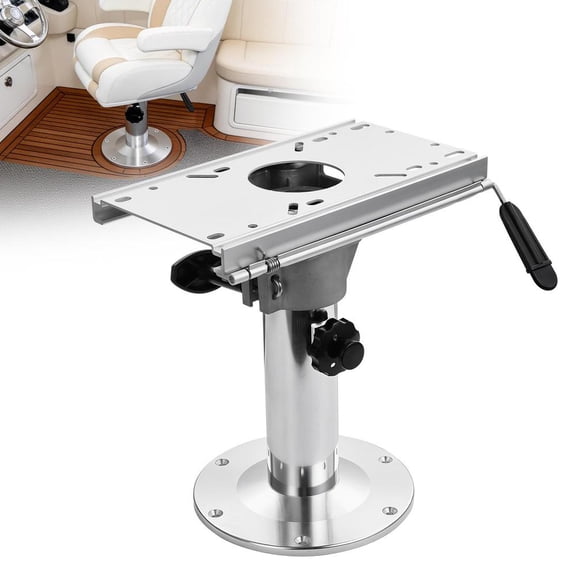 LINSHESF Aluminum Boat Seat Pedestal, Adjustable Height Locking Boat Seat Base from 13 to 19 Inches, Marine Seat Mount for Captain Chair Fishing Boat