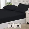 thumbnail image 3 of 800 Thread Count 100% Egyptian Cotton 3-Piece Fitted Sheet ( 1 Fitted Sheet + 2 Pillow Covers) 30 Inches Deep Pocket Size Full XL Color Black Stripe, 3 of 6
