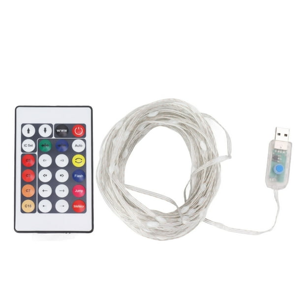 Cadena de luces LED multicolor alimentada por USB Decorativa 100 LED Luces de hadas con control remoto para la terraza del dormitorio