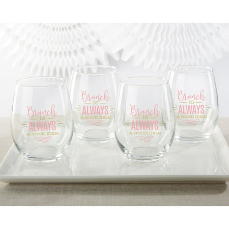 Kate Aspen Brunch is Always A Good Idea 15 oz. Stemless Wine Glass - Set of 4