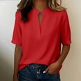 thumbnail image 2 of OIUUAK Womens V Neck Cotton T Shirts, Summer Casual Short Sleeve Flowy Loose Fit Basic Tees Tunic Trendy Outfits 2026 Soft Breathable Everyday, Red, 2 of 3