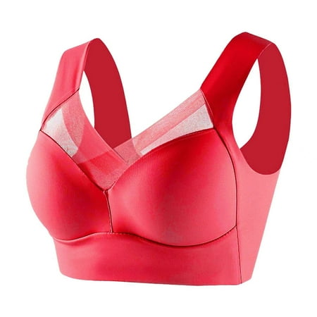 Juslio Minimizer Bras for Women Full Coverage Athletic Lace Wirefree Solid Vest Breasted Bra