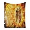 thumbnail image 1 of Ethnic Soft Flannel Fleece Throw Blanket, Ethnic Ornaments King and Queen Images Inside Abstract Sun Along Floral Motifs, Cozy Plush for Indoor and Outdoor Use, 50" x 60", Multicolor, by Ambesonne, 1 of 5