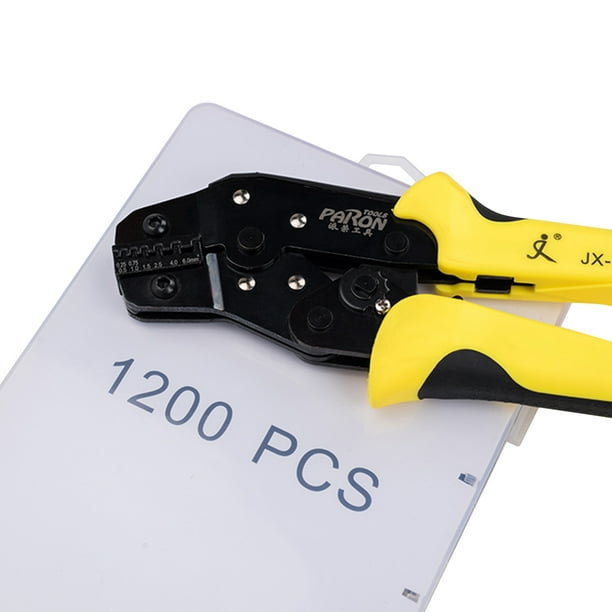 Outil de sertissage de bornes de fil Kit de sertissage à cliquet isolé de  Awg24-10 avec 1200 pièces de connecteurs mâles et femelles 