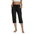thumbnail image 5 of Quinlirra Capri Pants For Women Casual Solid Elastic Waist Pocket Cropped Pants Casual Stretchy Stylish Pants For Spring Summer Women's Clothing, 5 of 5