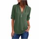 thumbnail image 1 of Camisa holgada de gasa para mujer - Top de manga larga con cremallera en tallas grandes - Color liso, estilo moderno - S-XXXXXL, 1 of 4
