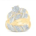 thumbnail image 3 of 10K Yellow Gold His Hers Round Diamond Cluster Matching Wedding Set 1/2 Cttw, Womens Size: 5-10, Mens Size: 7-13, 3 of 3
