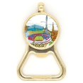 thumbnail image 1 of Spain Barcelona Monument Watercolor Beer Bottle Cap Opener Stainless Steel Key Chain, 1 of 3