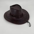 thumbnail image 2 of QASIEATN Everyday Wear Accessories for Men Classic Western Hat With Leather Solid Color Stylish Cowboy Hat Retro Sun Hat, 2 of 7