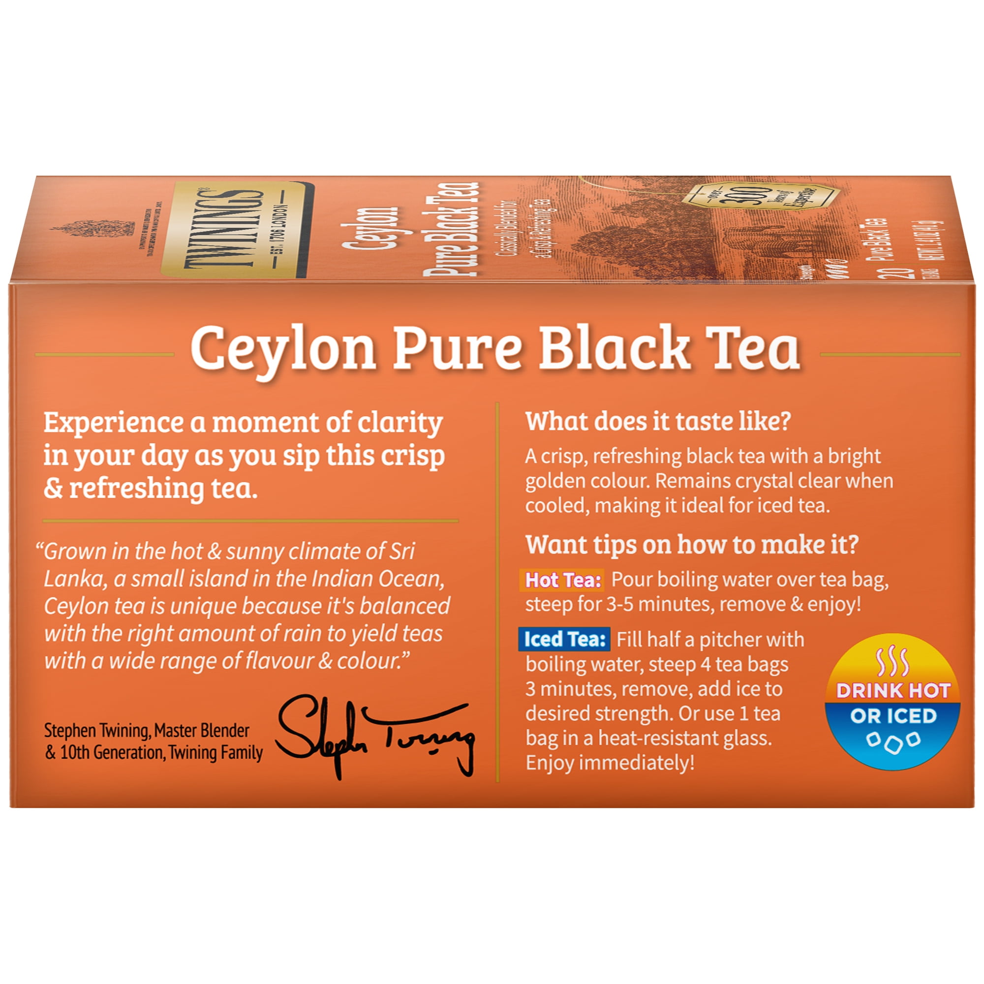 Twinings Ceylon Orange Pekoe Pure Black Tea Bags, (6) 20 Count Boxes (120 Ct.)