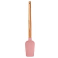 thumbnail image 6 of Silicone Spatula with Wooden Handle Set of 5 Piece Silicone Kitchen Utensil Set Spoonula Jar Scraper Mini Spatula and Spoonula for Cooking Baking Mixing Folding Black Cookware Set （Pink）, 6 of 7