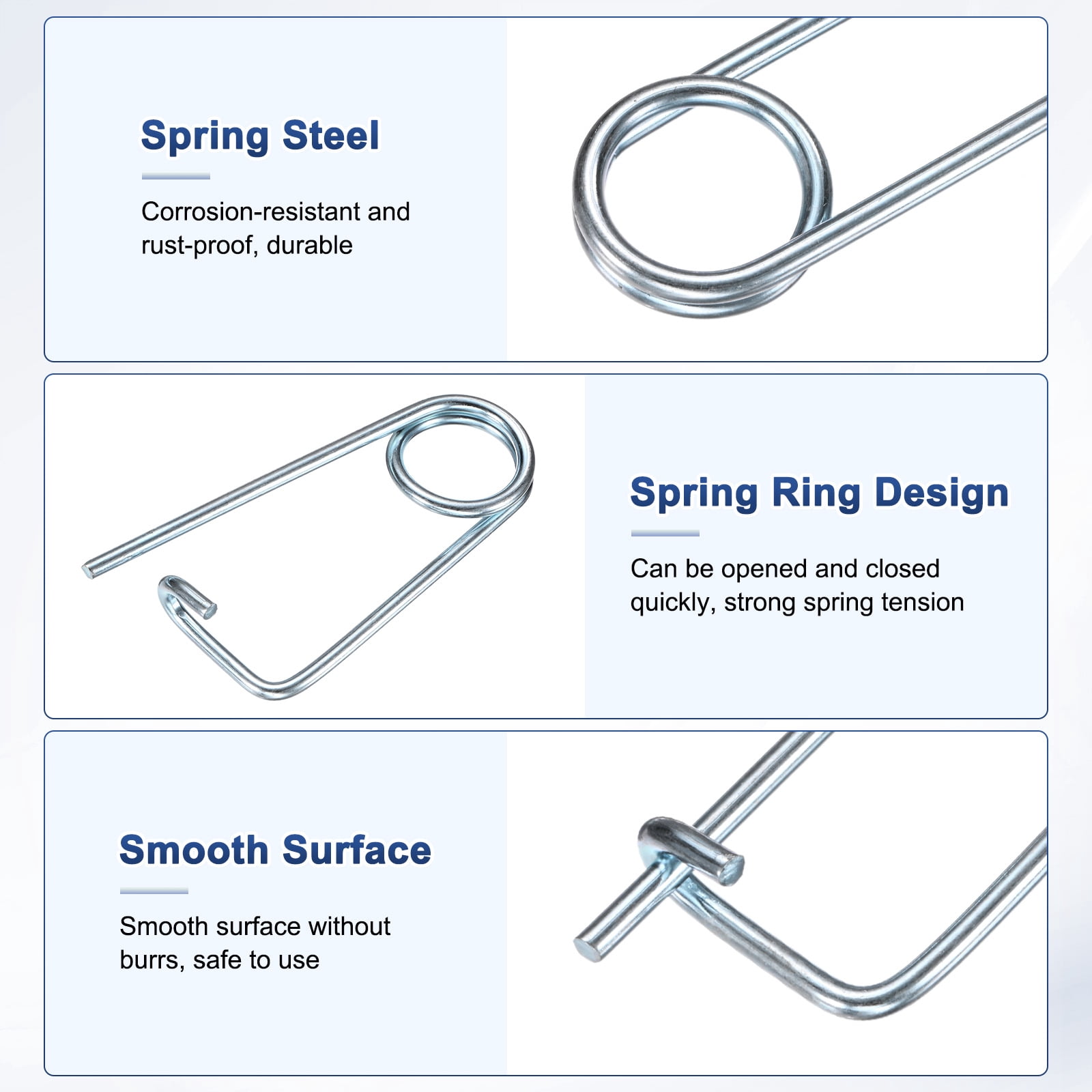 Uxcell 4-Pack Brooch Shape Cotter Safety Pin, M6x77mm Spring Steel Pins Quick Lock Brooch Fastener Heavy Retainer Clips