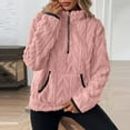 thumbnail image 4 of HLKJKLS Oversized Sweatshirt For Women Lapel Half Zipper Plush Pocket Hooded Sweatshirt Pink S-Xxl, 4 of 7