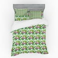 thumbnail image 2 of Floral Duvet Cover Set, Exotic Botanical Elements and Flowers Aloha Themed Striped Leaves, Bedding Set with Shams and Fitted Sheet, 3 Sizes, by Ambesonne, 2 of 3