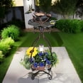 thumbnail image 2 of Demi Bonn 31" Outdoor Garden Bird Bath with Solar Light, Flower Planter Pedestal, Backyard Bird Feeder and Flower Planter, Brown, 2 of 8