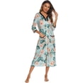 thumbnail image 6 of Womens Robes: AMITOFO Lightweight Summer Robe for Women Zip up 3/4 Sleeve Ladies Housecoats Loungewear with Pockets,Saffron & S, 6 of 7
