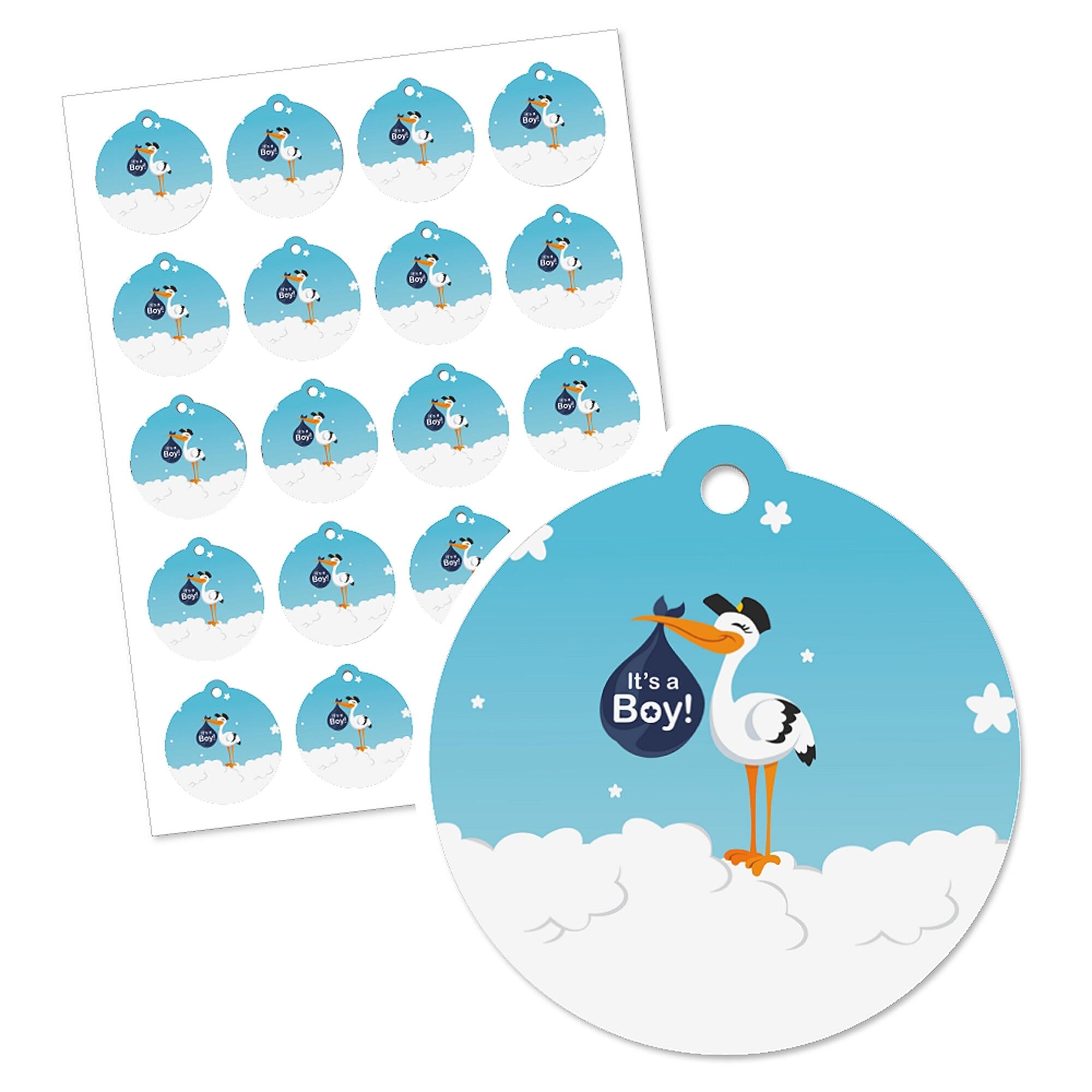 Big Dot of Happiness Boy Special Delivery - Blue It's A Boy Stork Baby Shower Favor Gift Tags (Set of 20) - image 3 of 3