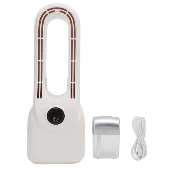 Suodoka 6‑Speed Bladeless Desk Fan with Mist Humidifier, USB Power, Color‑Changing Night Light, Quiet Turbo‑Boost Cooling