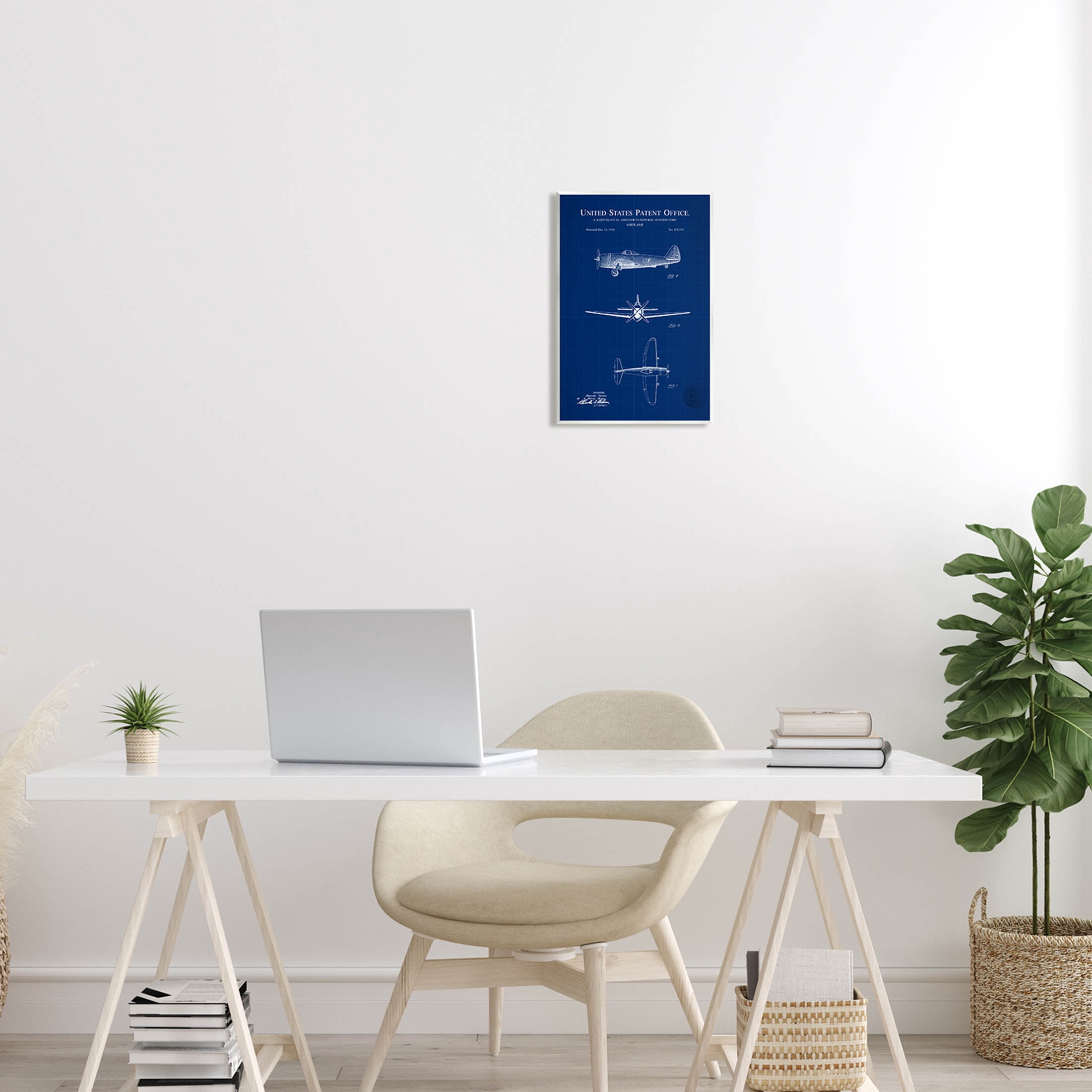 Stupell Industries Detailed US Airplane Blueprint Graphic Art Unframed Art Print Wall Art, Design by Karl Hronek