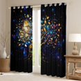 thumbnail image 2 of Homewish Watercolor Nature Tree Kitchen Curtains,Navy Stars Galaxy Black Out Curtains Pack of 2 (42x63 Each), 2 of 6