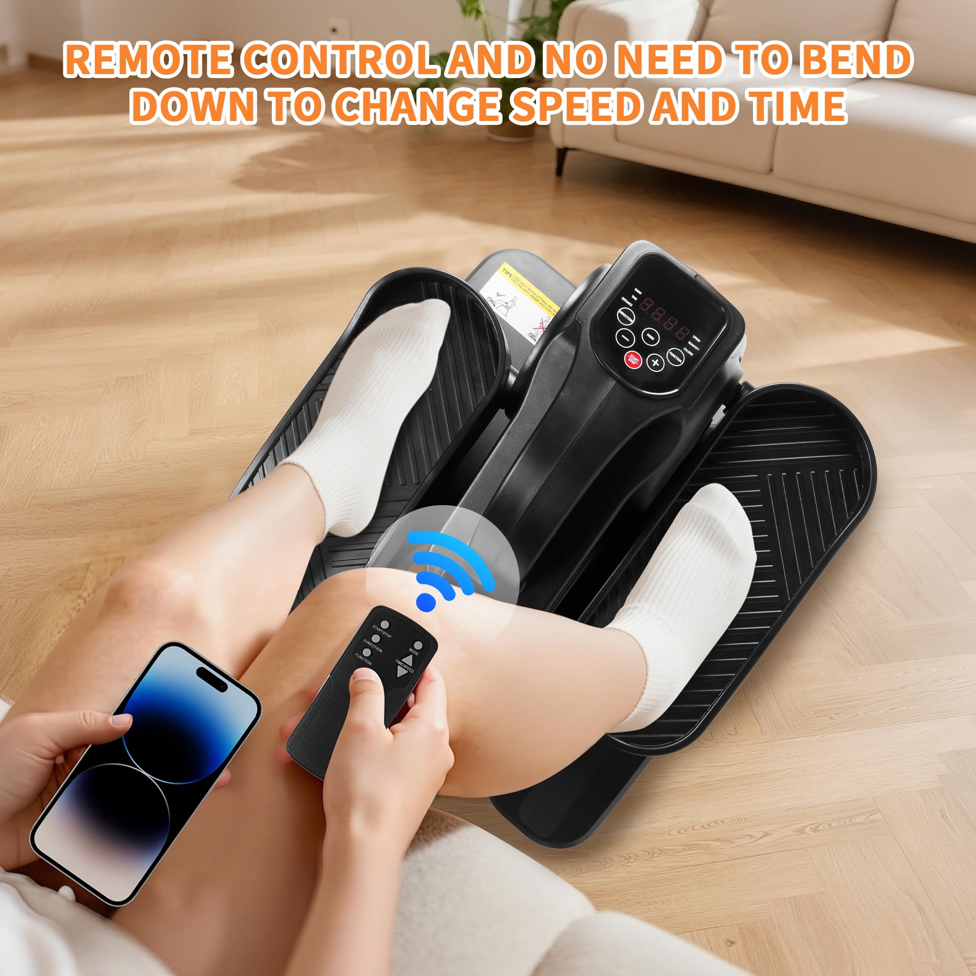 Yucurem Under Desk Elliptical Machine, Standing or Seated Small Leg Exerciser Bike for Seniors/Adults, Leg Workout Equipment for Home Office