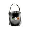 thumbnail image 2 of Halloween Storage Basket Plaid Fabric Handheld 8.6x9.1in with Ghost Pumpkin Print for Festival Party Decor by OVFUIZ, 2 of 6