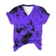 thumbnail image 4 of ICHUANYI Clearance Women's Tie-dye V Neck Tunic Tops Crack Color Print Loose Short Sleeve Tops Blouse(Purple, L) ICHUANYI WER2023080800851, 4 of 4