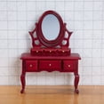 thumbnail image 3 of Trayknick Mini Cabinet High Simulation Decoration Wood Dollhouse Dressing Mirror Table Model for Bedroom Scene Red, 3 of 13