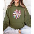 thumbnail image 5 of Disco Volleyball Coquette Bow Hoodie for Women & Girls Game Day, Army Green Hoodie, M, 5 of 8
