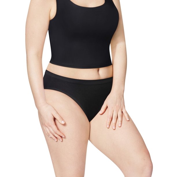 Just My Size Women's Plus Cotton Bikini Panties in Assorted 5 Pack