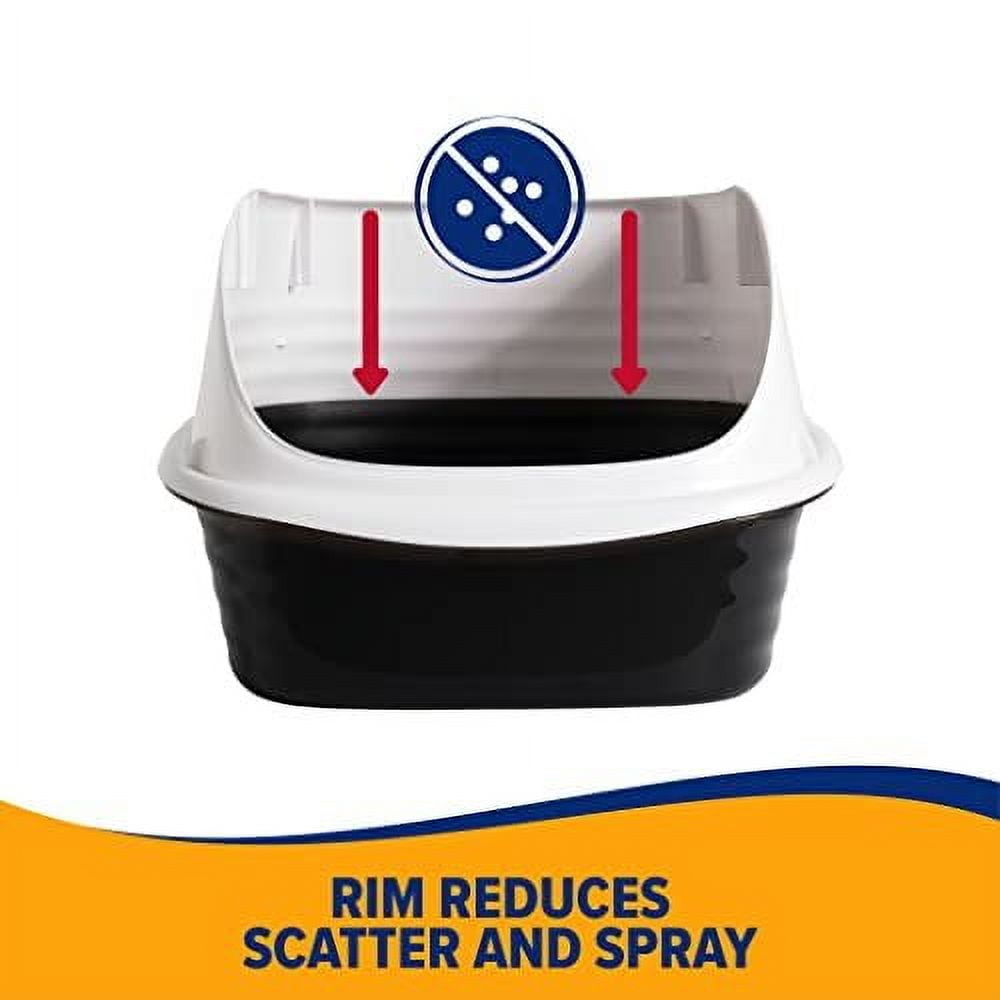 Arm & Hammer Rimmed Wave Cat Litter Pan, Open Top Entry Cat Litter Box, Large, Grey