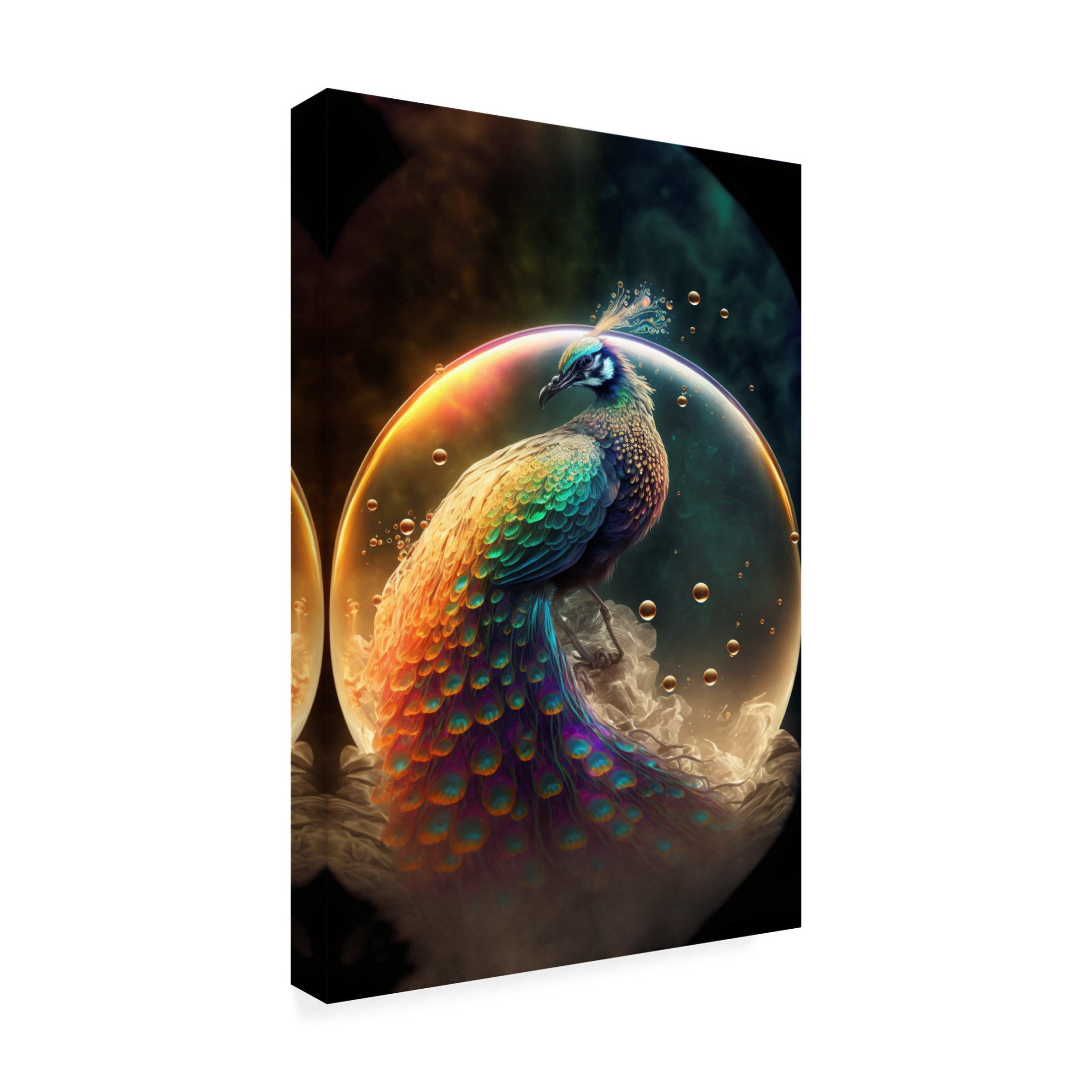 Canvas Wall Art - Ray Heere 'Proud Peacocks 21' Wall Art for Living Room, Bedroom, or Office Décor by Trademark Fine Art - 16 x 24 Inches