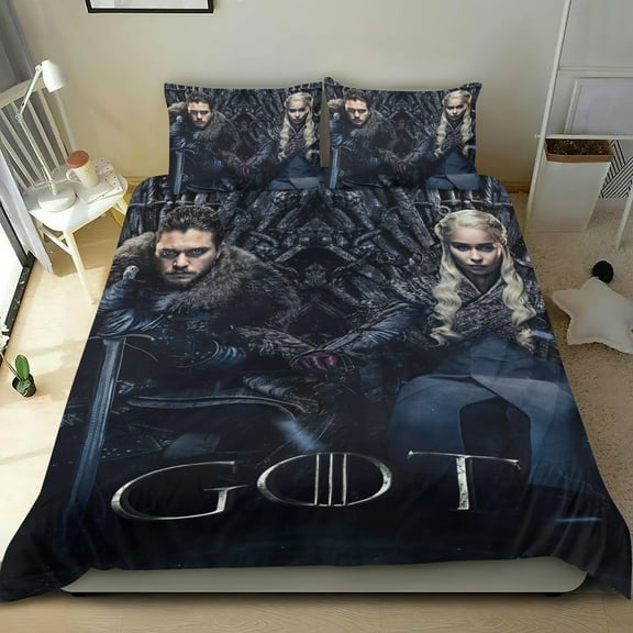 Game of Thrones Themed Bed Sheet Set Three Piece Set 53x79 In ches Comfortable And Skin Friendly Unique Design Creating A Star Studded Night Home Decor Gifts For Family Friends fans