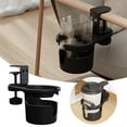 thumbnail image 2 of Desk Cup Holder 180Â° Rotating Cup Holder For Desk Black Universal Under Table Cup Holder Water Bottle Stand For Coffee Mug Drinking Cups Spill Desk Cup Holder Clamp For Home Glass Racks, 2 of 7