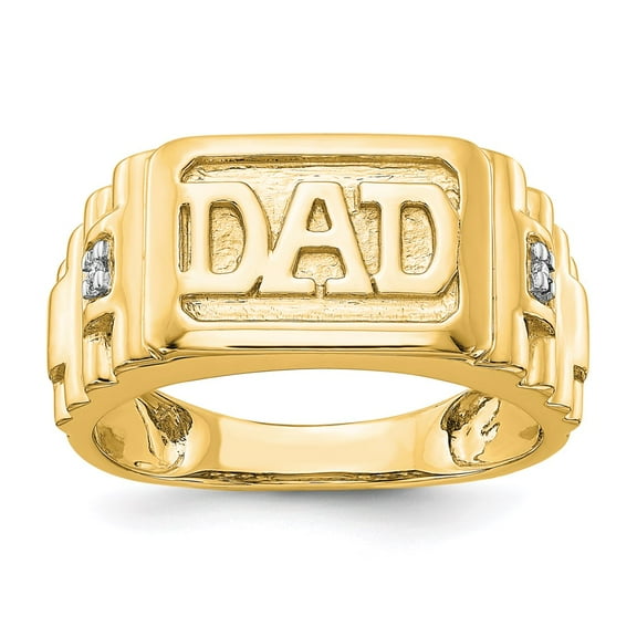 14K Yellow Gold Ring Band Themed Men's Diamond Round